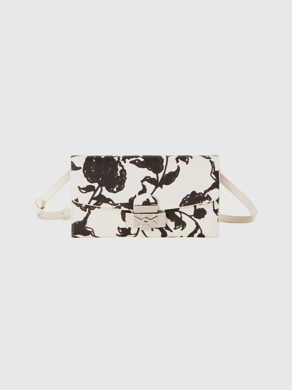 White cell phone holder with floral print Women