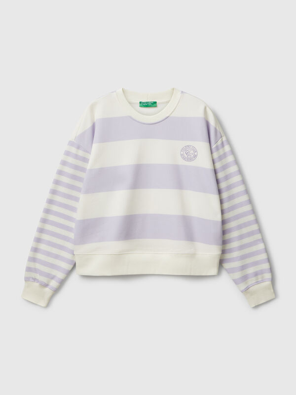 Striped crew neck hoodie Women
