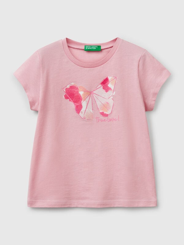 T-shirt in cotton with glitter Junior Girl