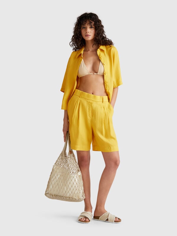 100% linen bermudas Women
