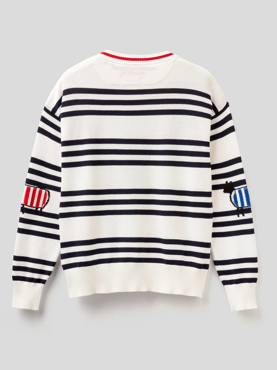 100% cotton sweater with stripes and inlay image number 2