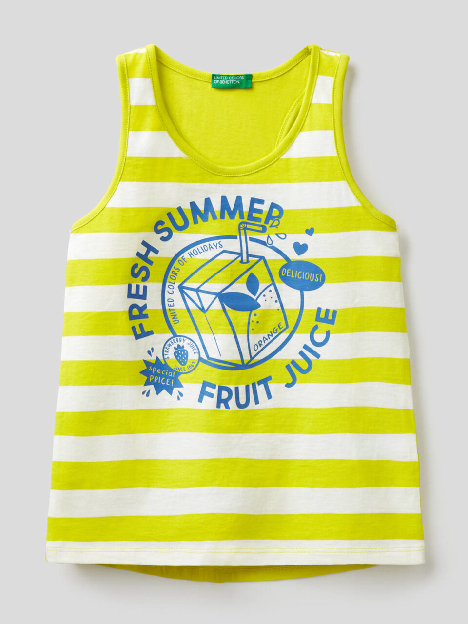 Striped tank top in pure cotton image number 1