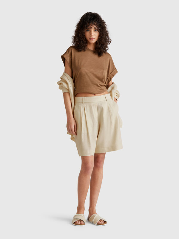 100% linen bermudas Women