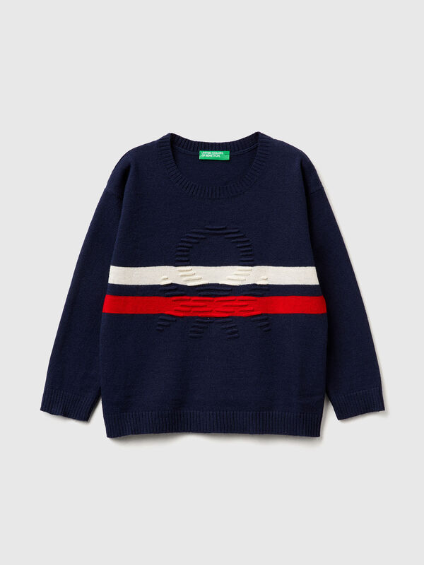 Sweater with logo in wool blend Junior Boy