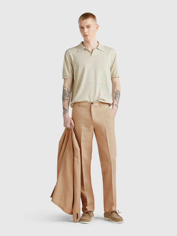 Striped linen blend chinos Men