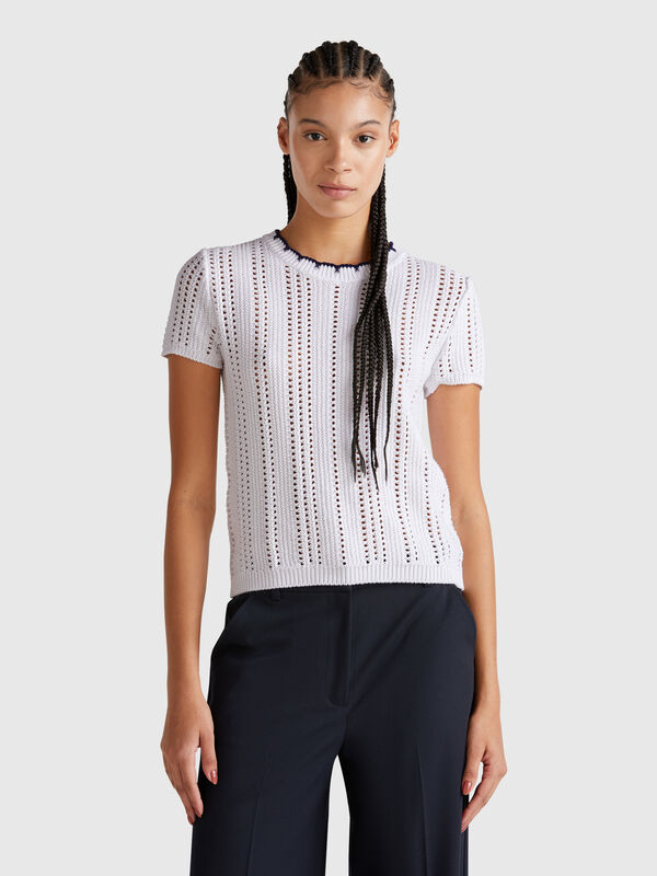 Perforated sweater in pure cotton Women