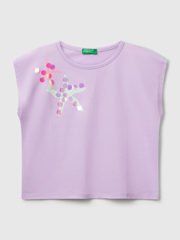 T-shirt with print and sequins Junior Girl