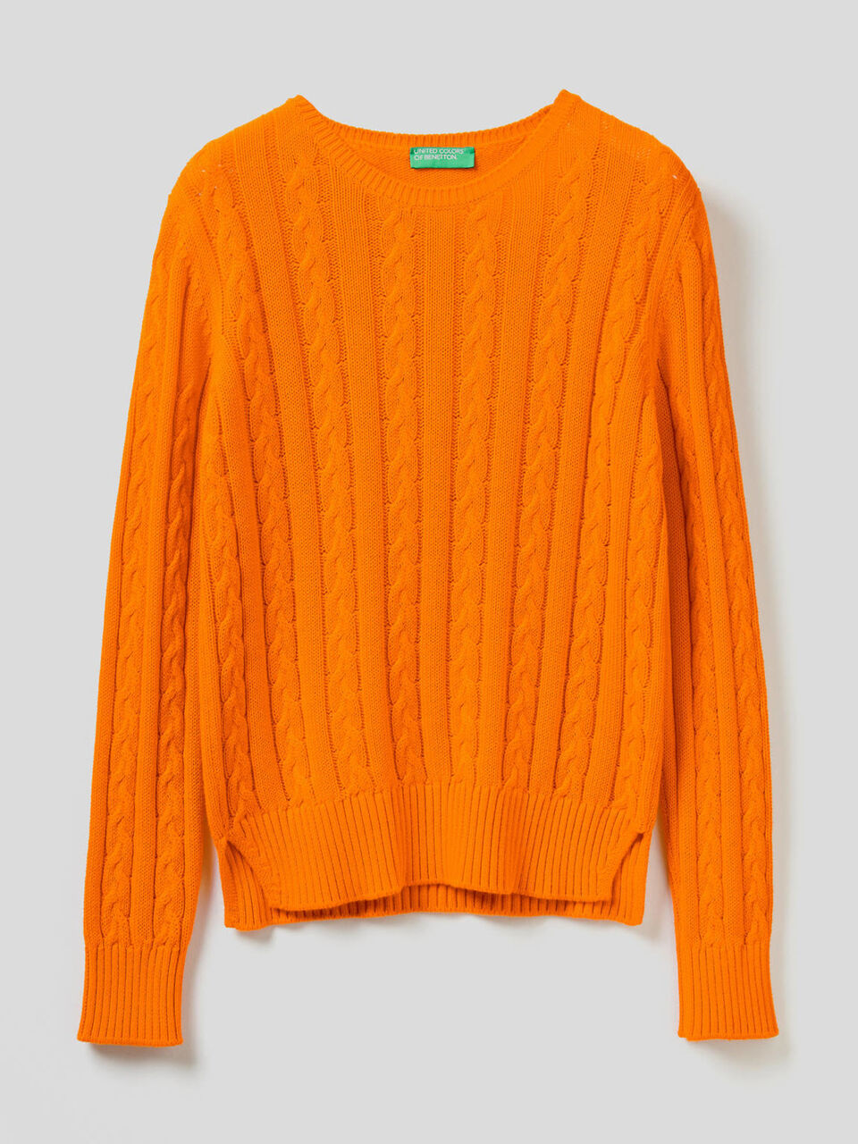Cotton sweater with cable knit image number 1