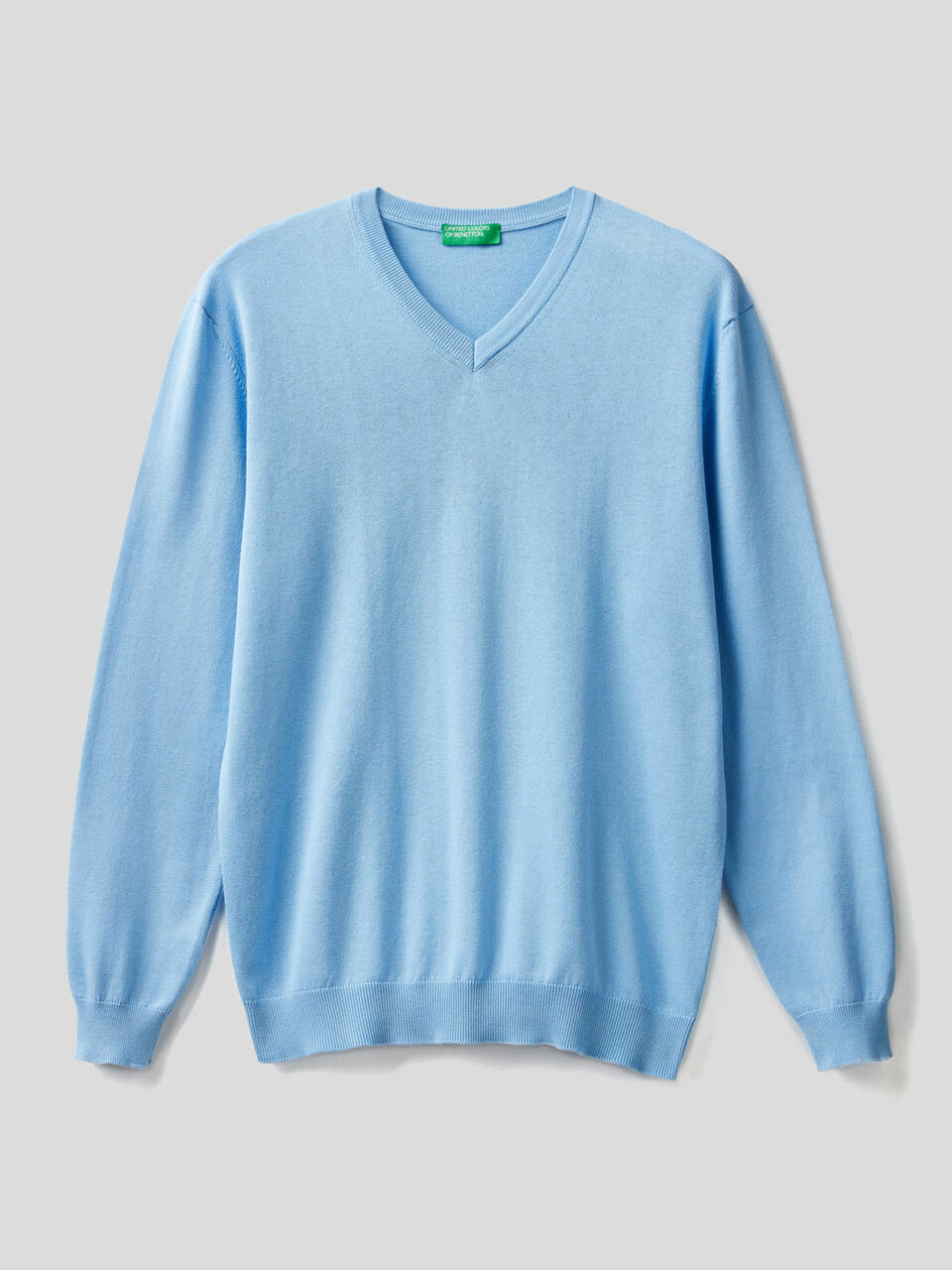 Pure cotton sweater with V-neck image number 1