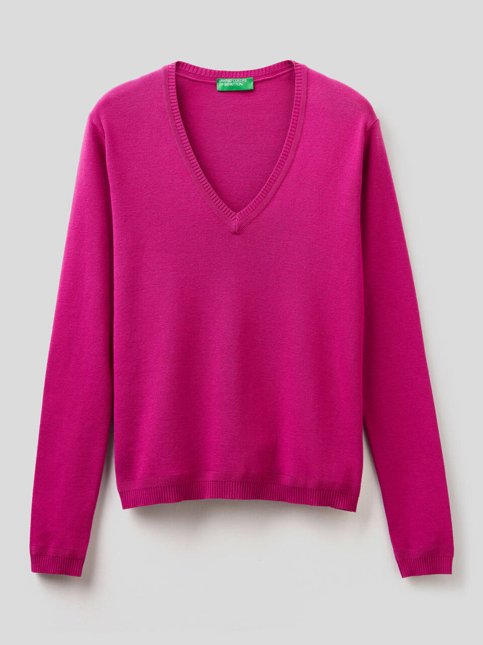 Pure cotton sweater with V-neck image number null