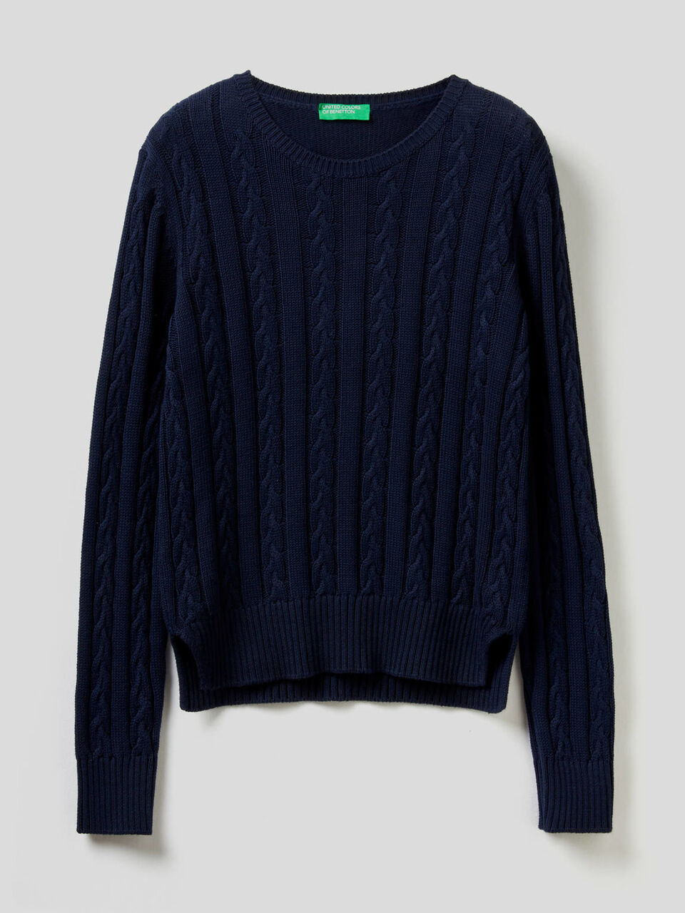 Cotton sweater with cable knit image number 1
