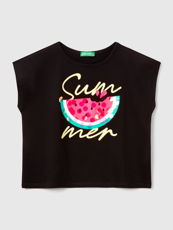 T-shirt with print and sequins Junior Girl