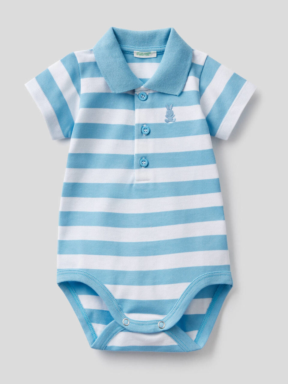 Polo bodysuit in stretch cotton image number 1