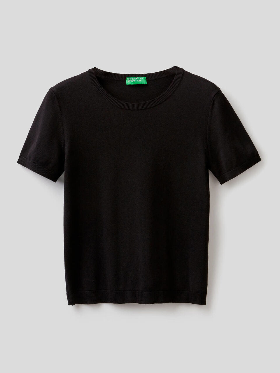 Short sleeve sweater in cotton blend image number 1