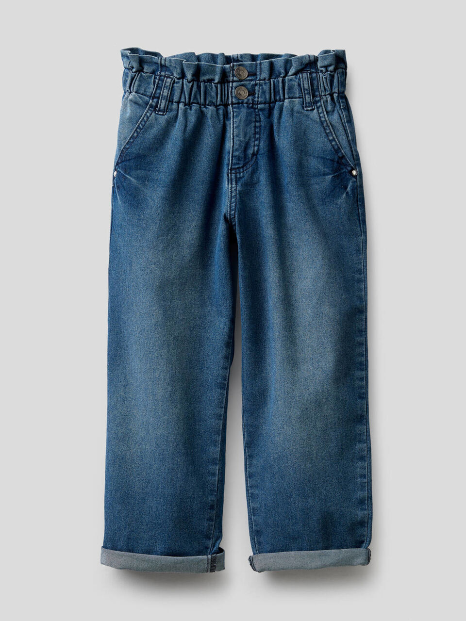 Paperbag jeans in stretch cotton blend image number 1