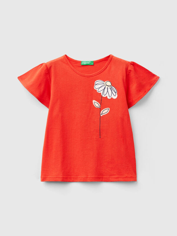 T-shirt with floral embroidery Junior Girl