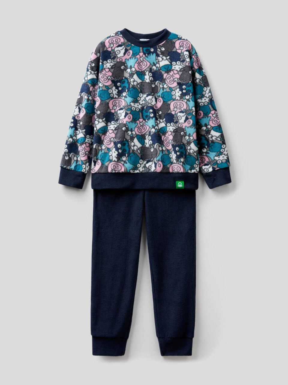 Fleece pyjamas with printed top image number 1