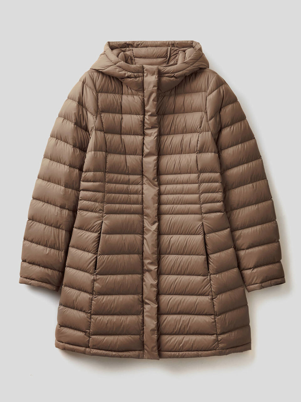 Waisted puffer jacket with hood image number 1