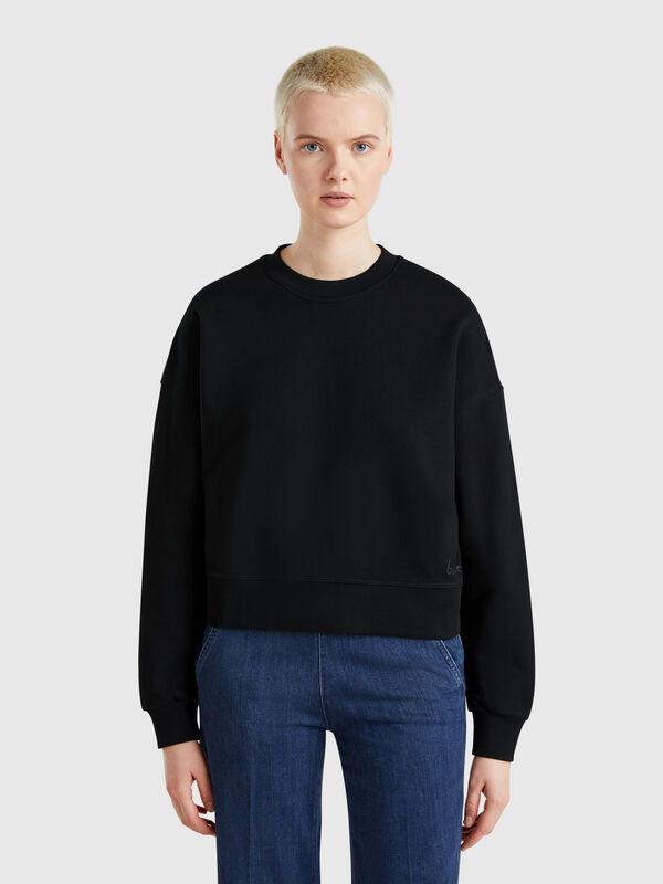 100% cotton sweatshirt with logo print Women