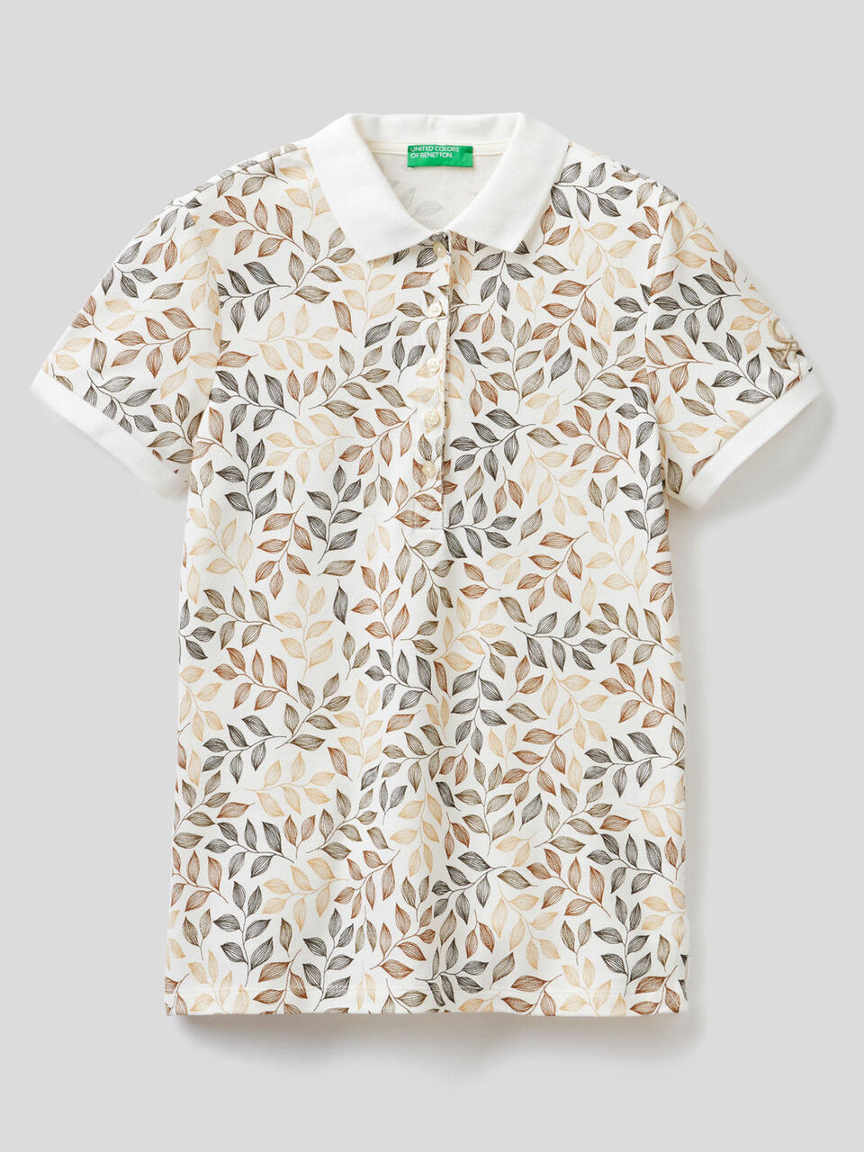 Printed polo in stretch cotton image number 1