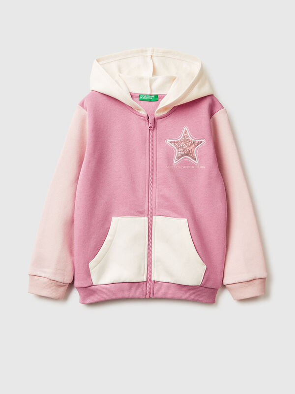 Sweatshirt with zip and sequins Junior Girl