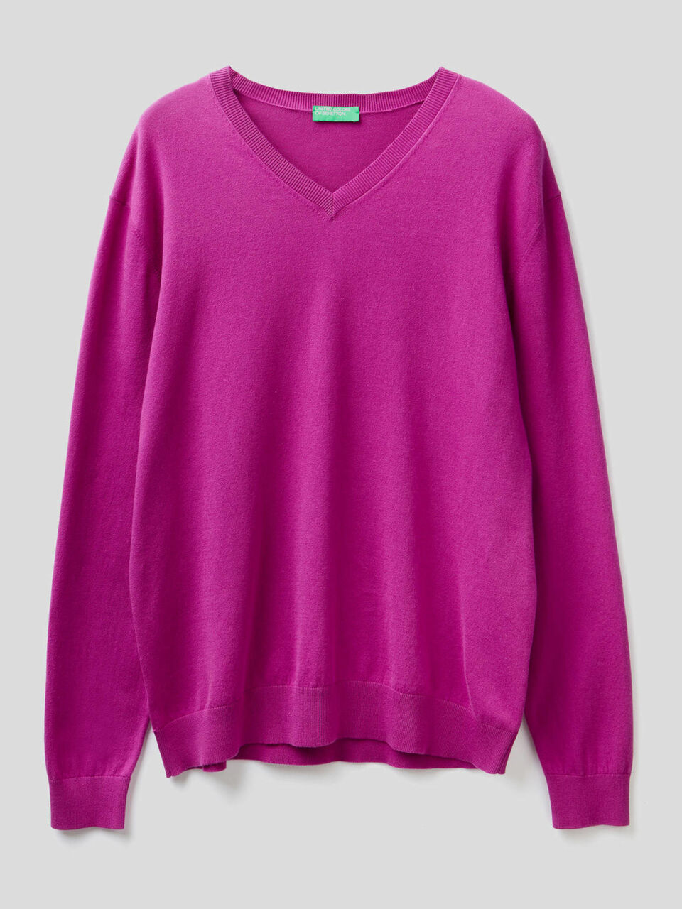 V-neck sweater in cotton blend image number 1