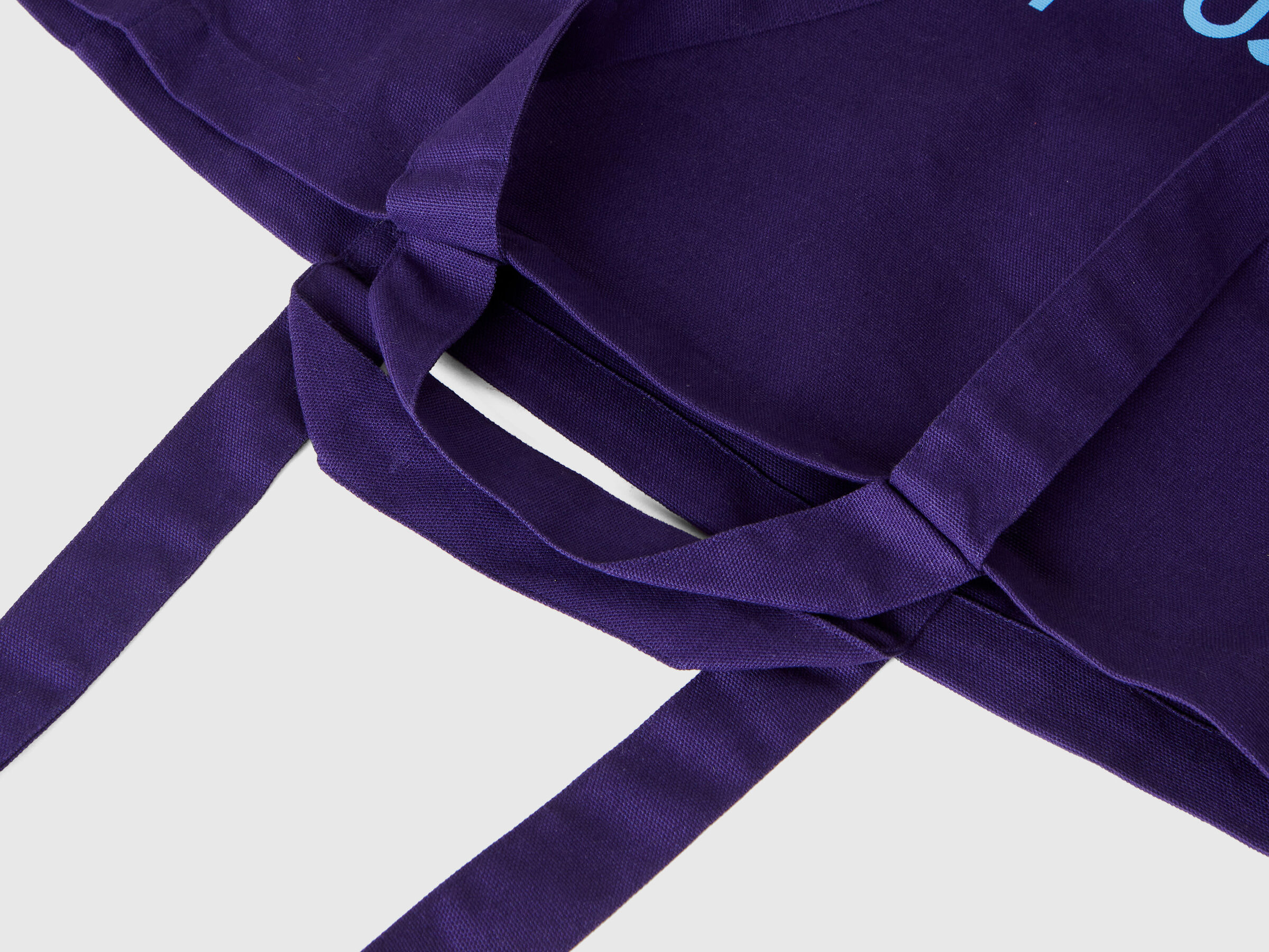 Blue tote bag in pure cotton image number 3