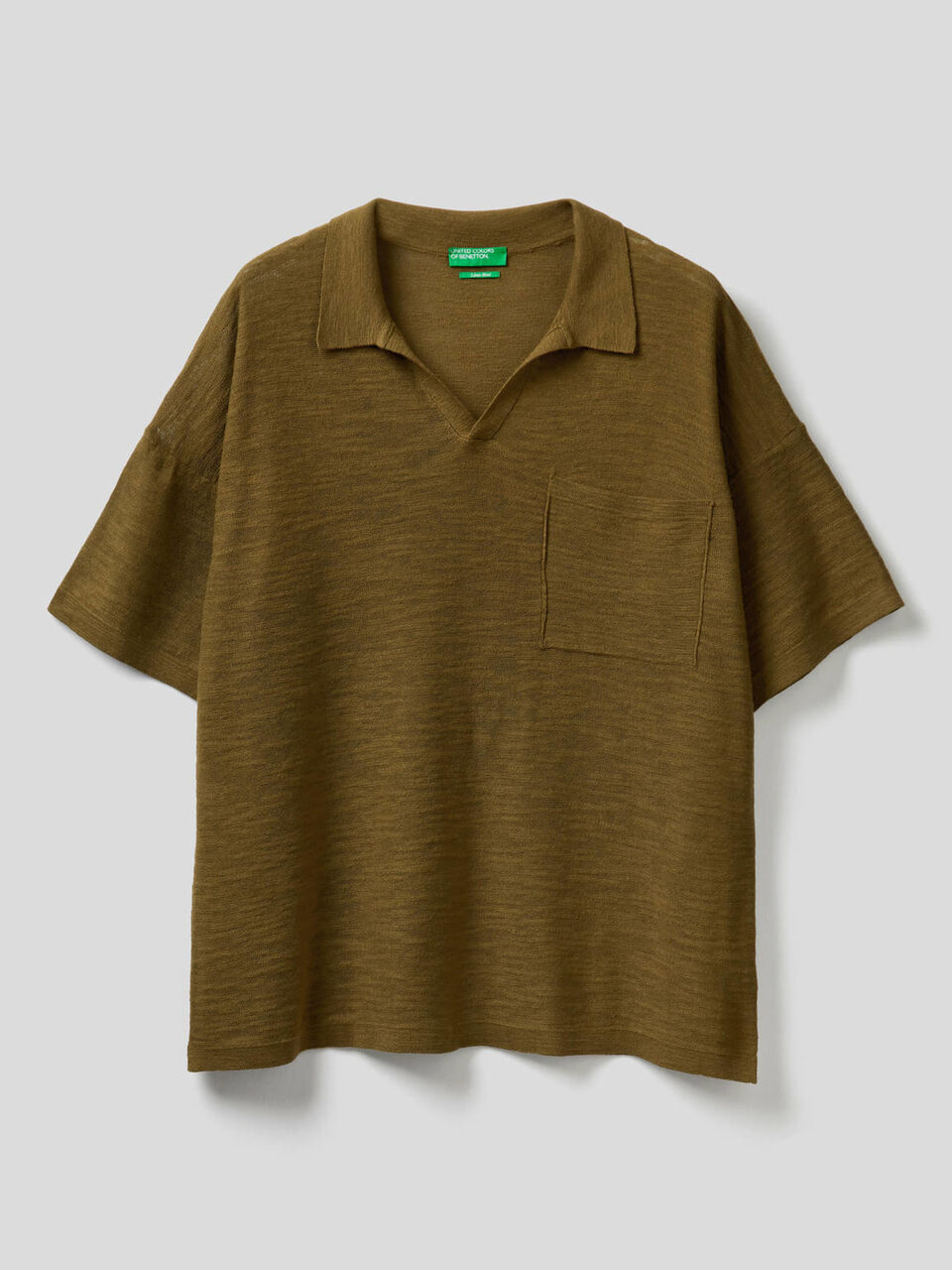 Polo in linen blend cotton image number 1