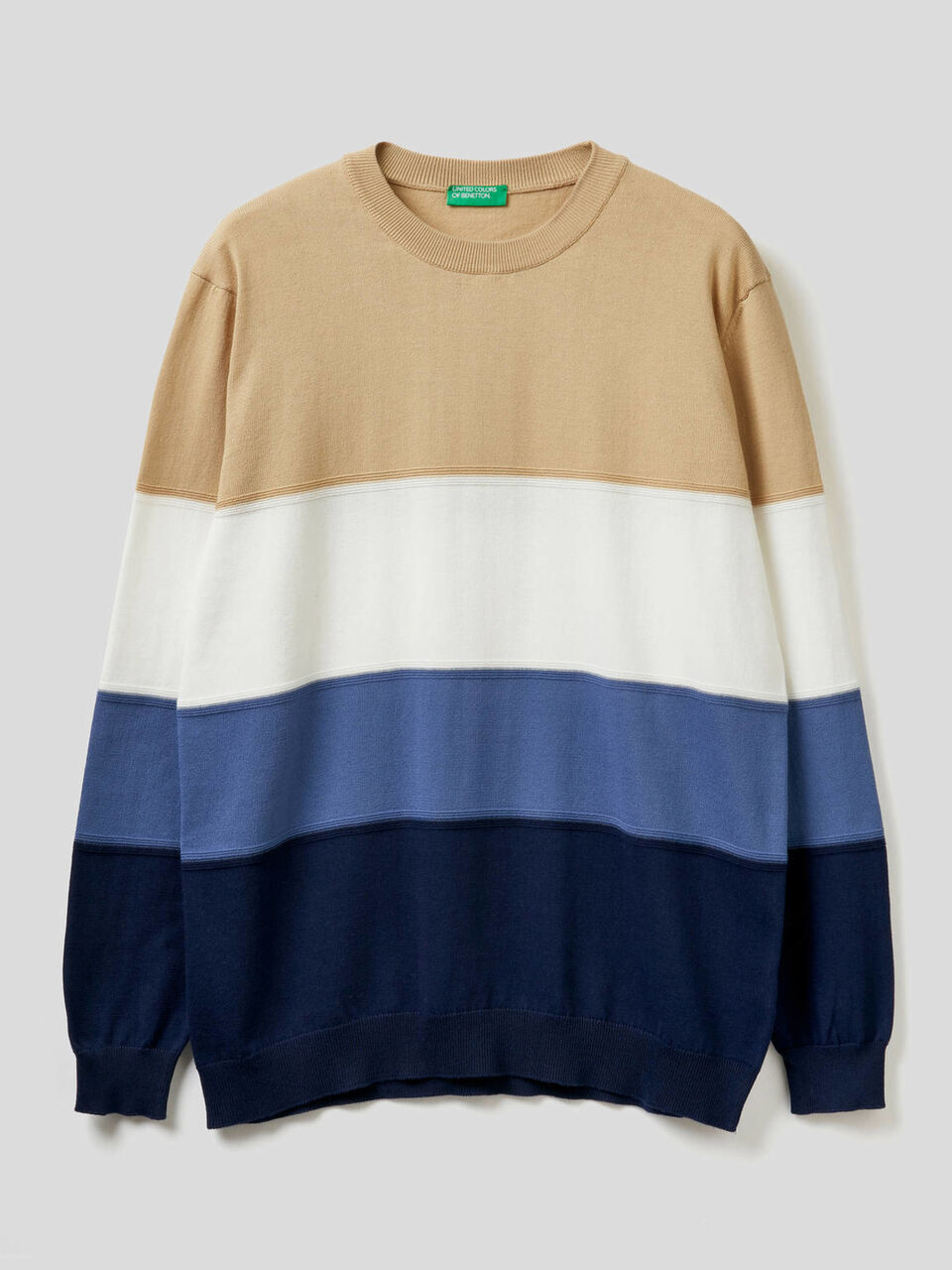 Striped sweater in pure cotton image number 1