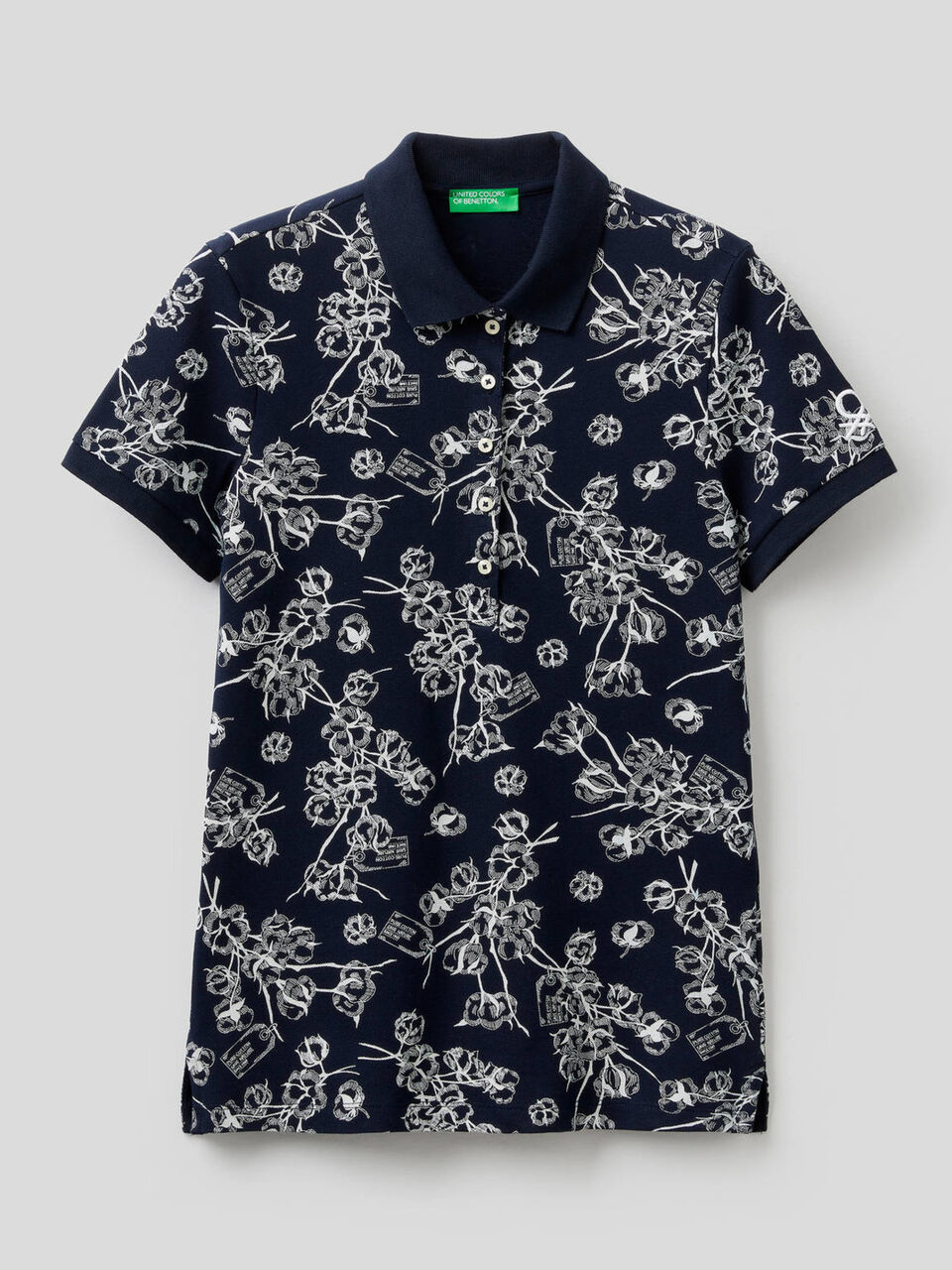 Printed polo in stretch cotton image number 1