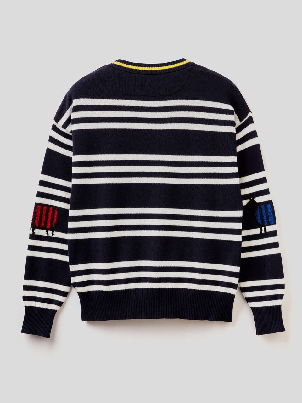 100% cotton sweater with stripes and inlay image number 2