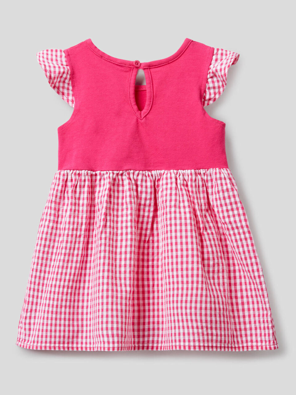 Two-tone dress with Vichy print image number 2