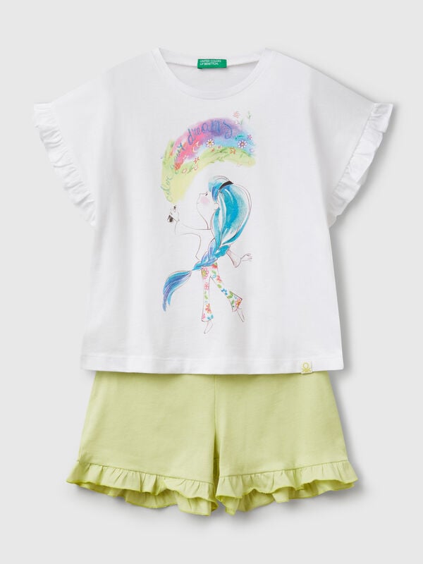 Pajamas with print and rouches Junior Girl