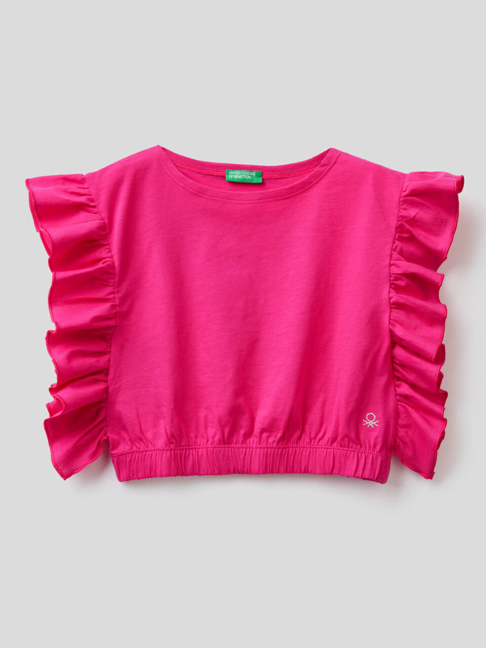 Top in pure cotton with rouches image number 1