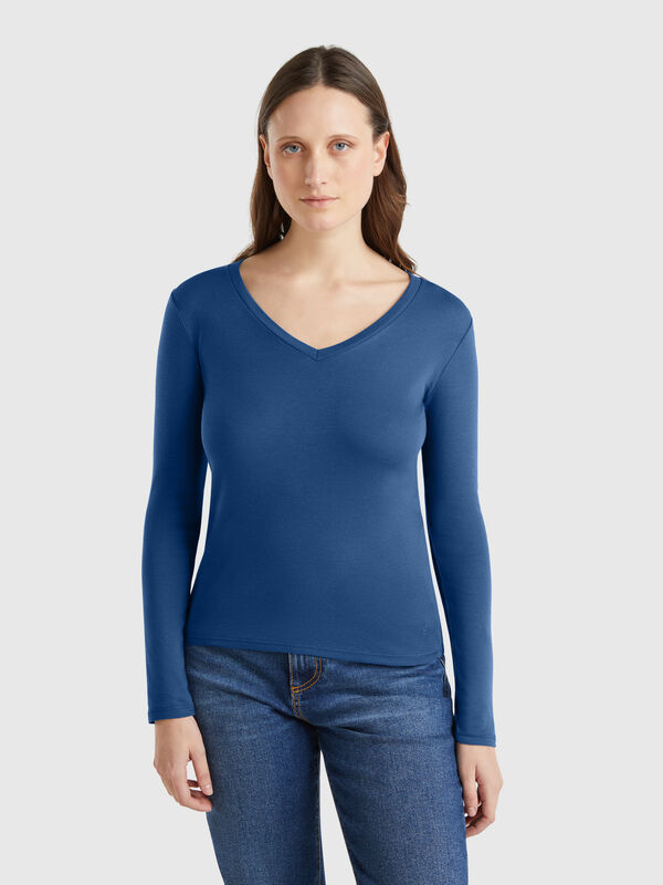 Long sleeve t-shirt with V-neck Women