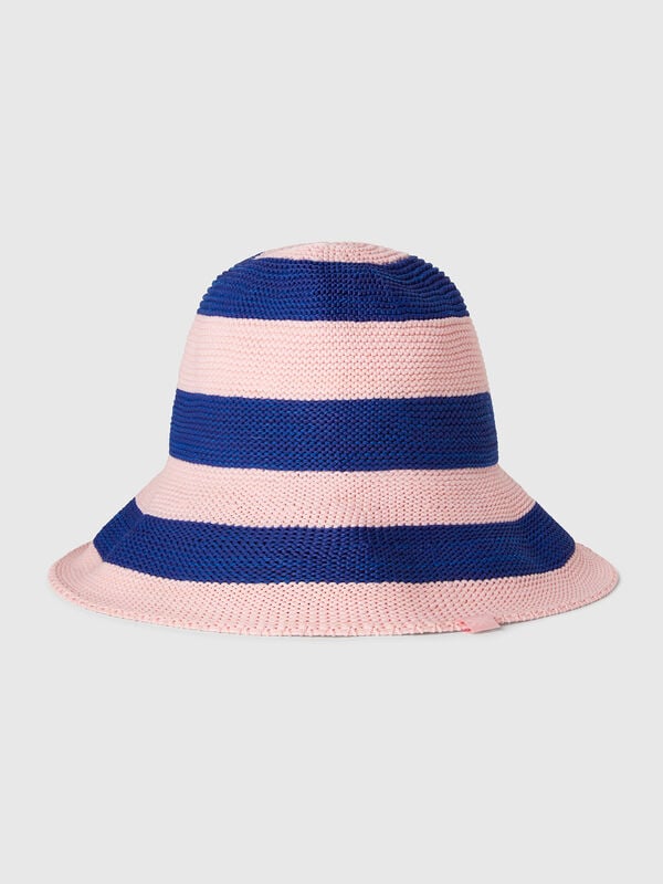 Blue and pink striped hat Women