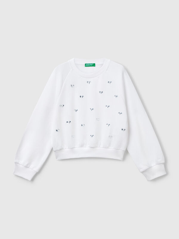 Sweatshirt with heart rhinestones Junior Girl
