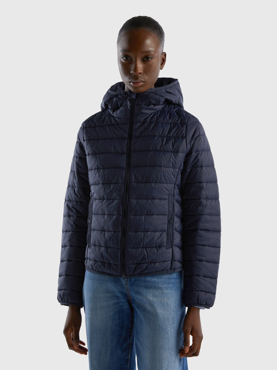 Puffer jacket with recycled wadding