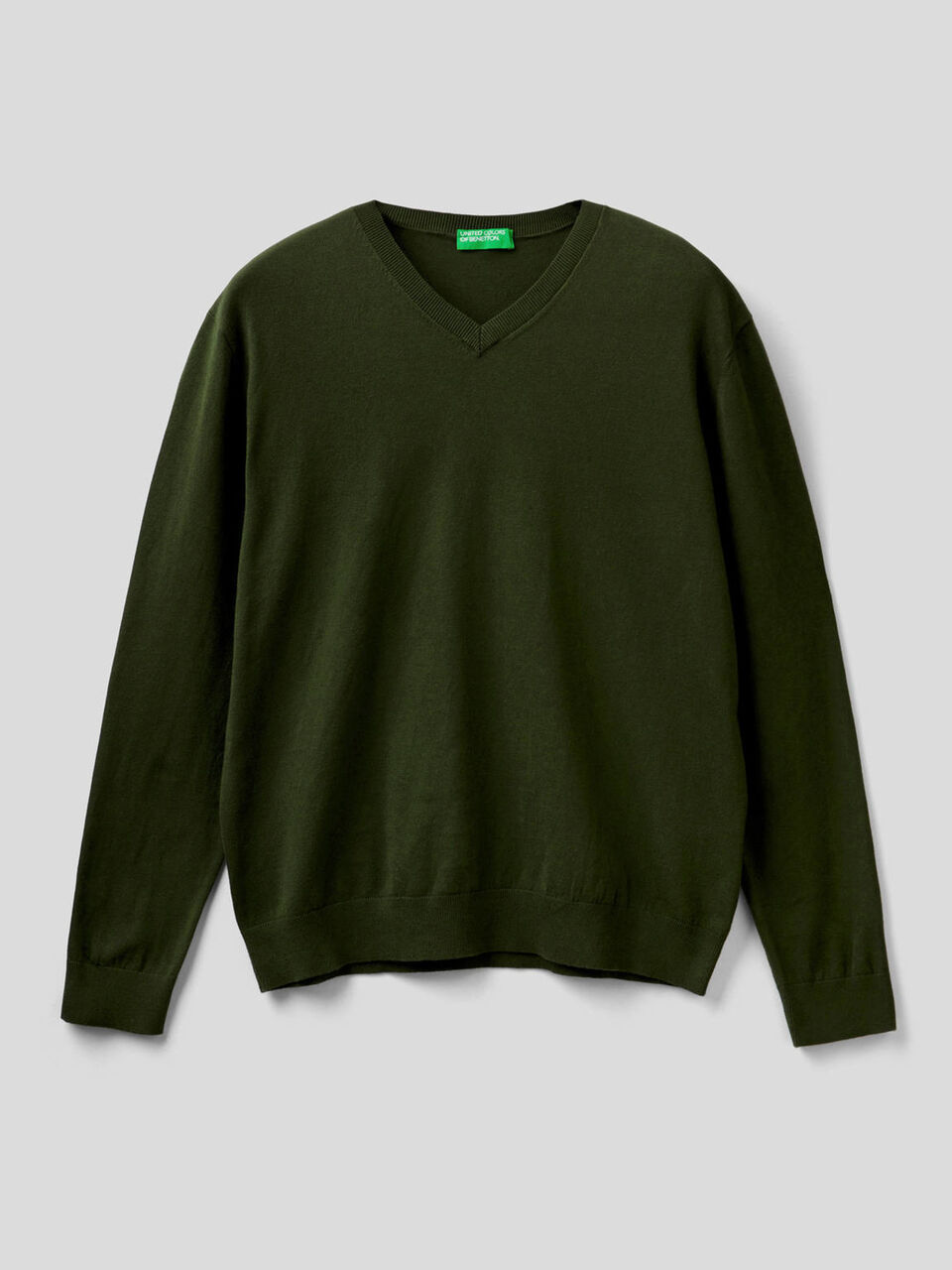 V-neck sweater in cotton blend image number 1
