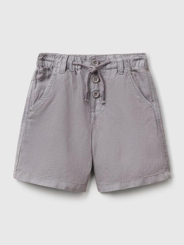 Bermuda shorts with drawstring in linen blend Junior Boy