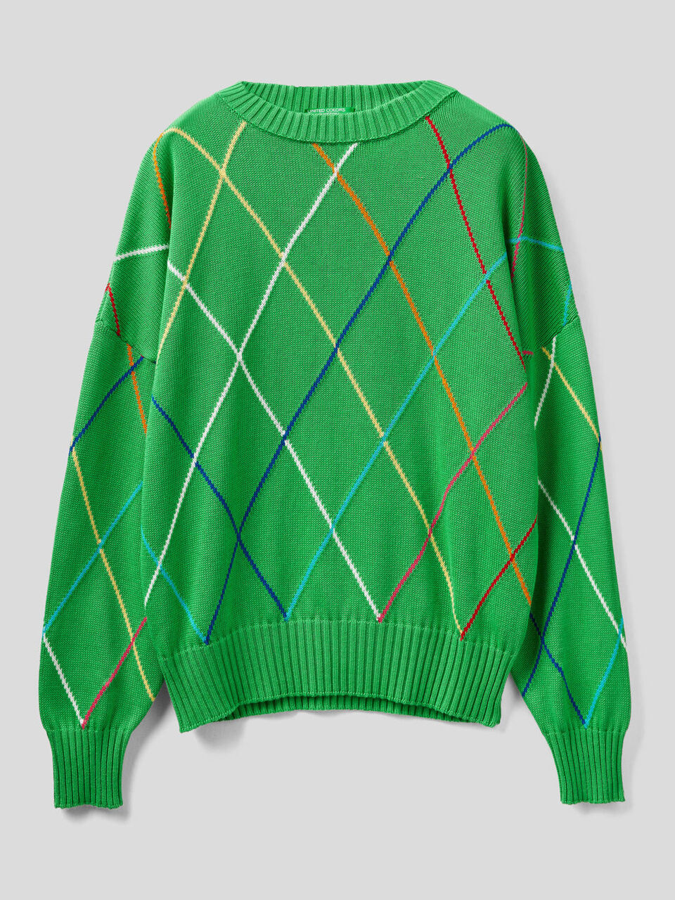 Sweater with multicolor diamonds image number 1
