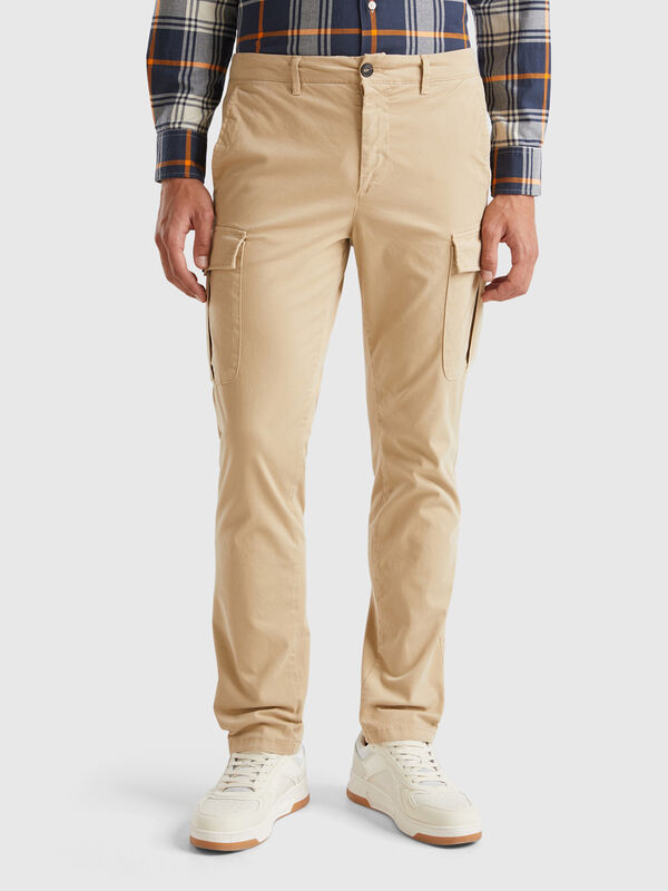 Stretch cotton cargo trousers Men