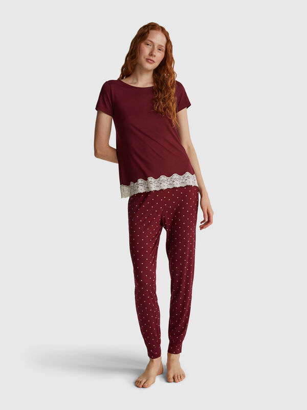 Red trousers with polka dot print Women