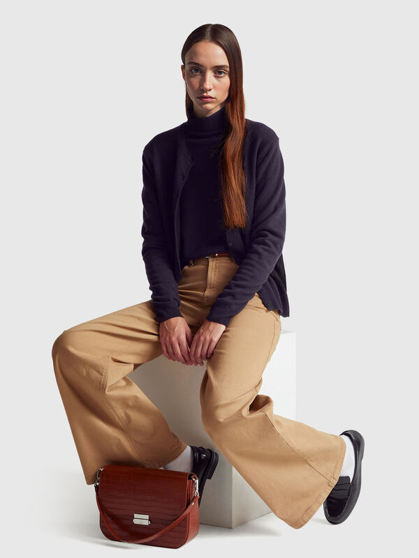 Black turtleneck sweater in pure Merino wool Women