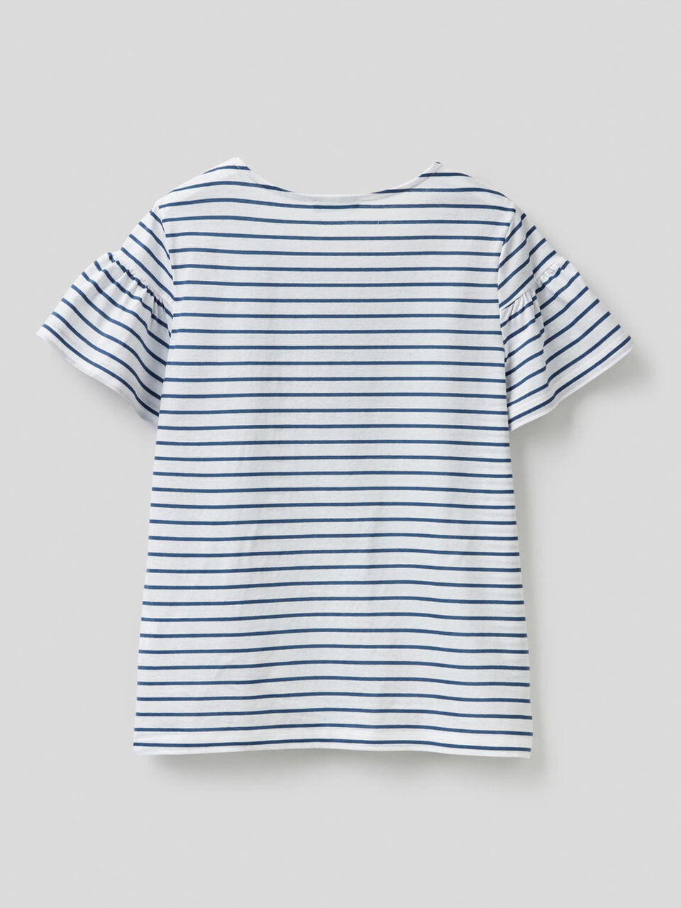 Striped t-shirt with gathered sleeves image number 2