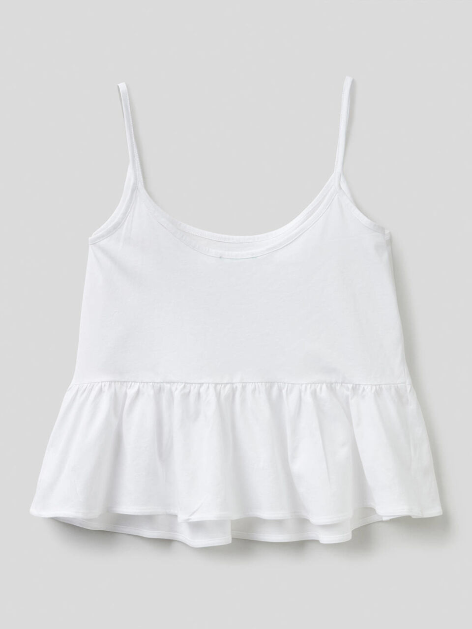 Top with shoulder straps with frill in 100% cotton image number 2