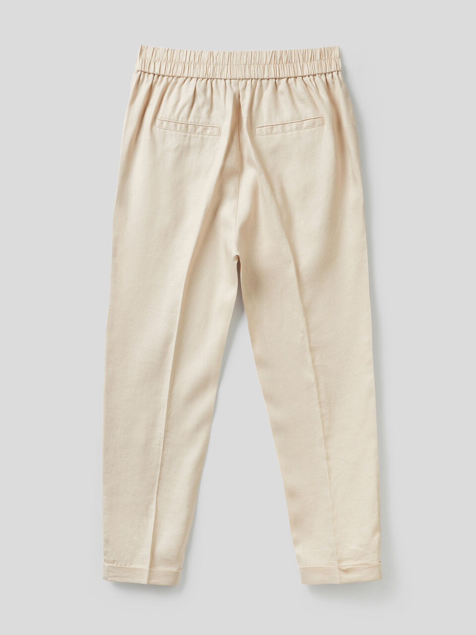 Cropped trousers in 100% linen image number 2