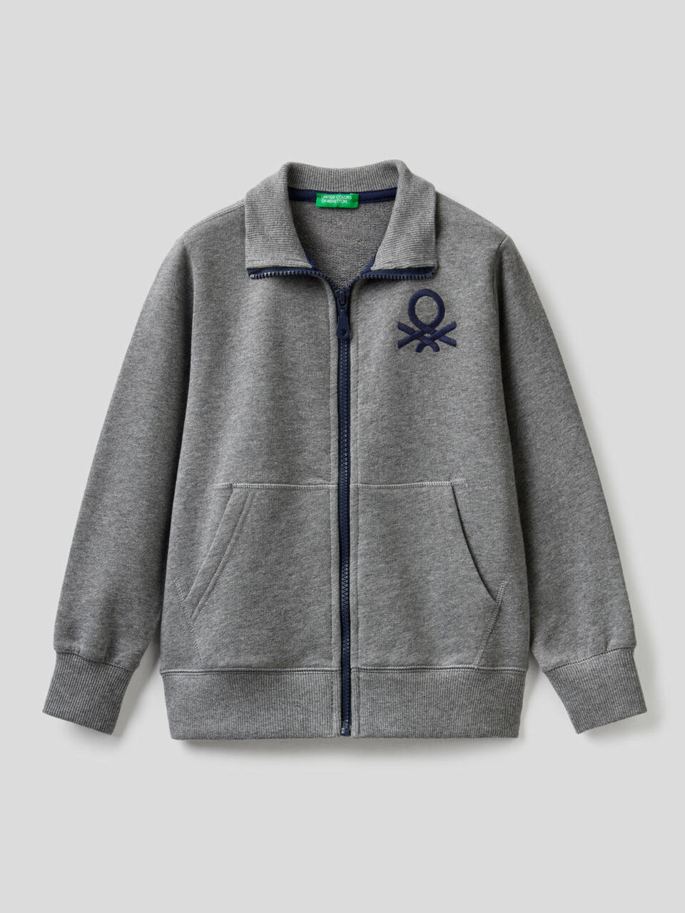 Pure cotton sweatshirt with zipper image number 1