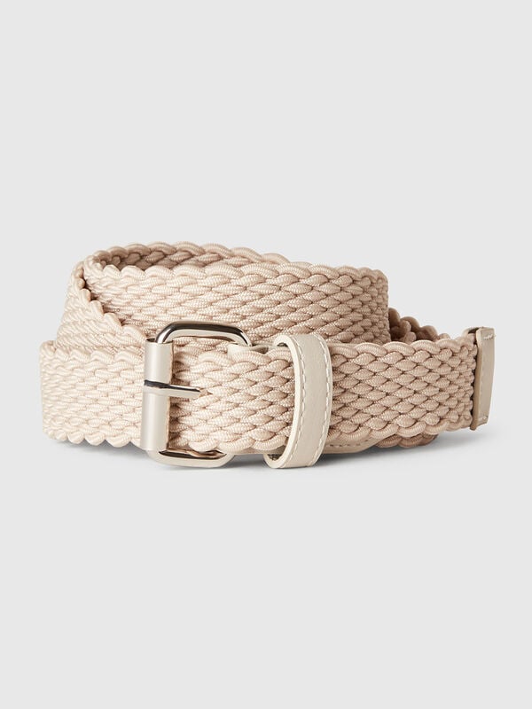 Beige stretch ribbon belt Men