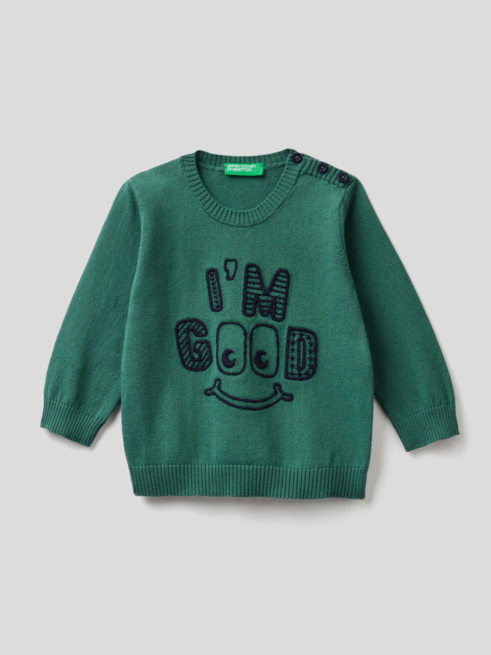 Sweater in 100% cotton with embroidery image number 1